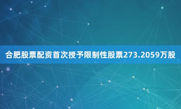 合肥股票配资首次授予限制性股票273.2059万股